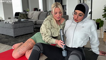 Emily Teaches Hijab-wearing Aaliyah How To Unwind After Their Gym Session