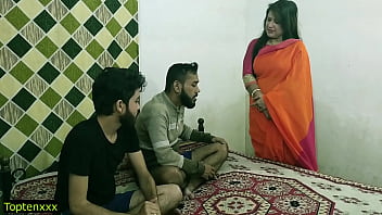 Wild Threesome Action With Malkin Aunty And Two Young Guys! Hindi Audio Included!