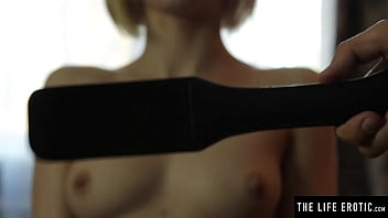 Flirty Blonde Enjoys A Spanking While Playing With Her Hairy Pussy