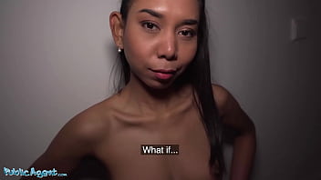 Asian Babysitter With Petite Curves Goes Wild For Cash, Sucking In Public And Getting Her Tight Shaved Pussy Stretched To Climax