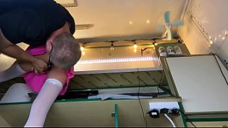 Boss Adjusts Sexy Shop Assistant’s Panties And Pleasures Her Before Work