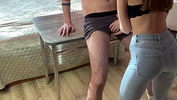 Guy Persuades His Skinny Girlfriend To Try His Dick