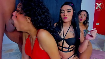 Three Latinas On Their Knees Giving Steamy Blowjobs