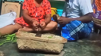 Tamil Aunty Chops Veggies While Uncle Squeezes Her Boobs