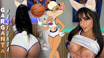 Easter Bunny Cosplayer In Tight Shorts Deepthroats Her Toy Until It Cums On Her Big Tits