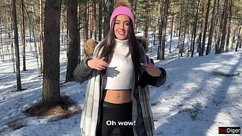 Winter Forest Intimacy With Creampie Finish