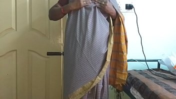Indian Woman In Grey Saree Revealing Body And Touching Herself
