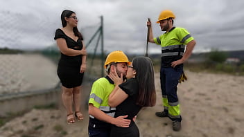 Curious Girl Gets Filled By Construction Worker.