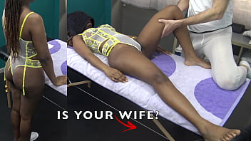 Is She Your Wife? An Older Masseur And His Young Client In A Sensual Black Massage With Lotion