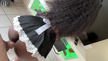 Curvy Black Maid Pleases Her White Boss Twice