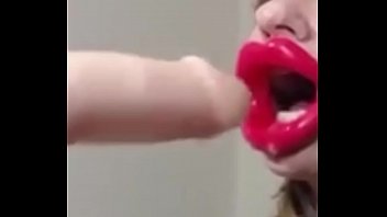Cam Girl Swallows A Huge Dildo
