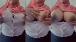 Lustyberryy In Pink Hijab With Huge Exposed Breasts