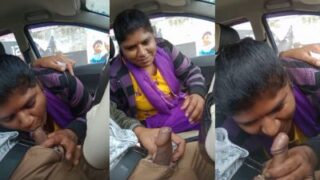 Woman Gives Her Partner Oral Pleasure In The Car