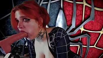 Meridjane Transforms Into A Spider-girl And Delivers An Intense Oral Performance.
