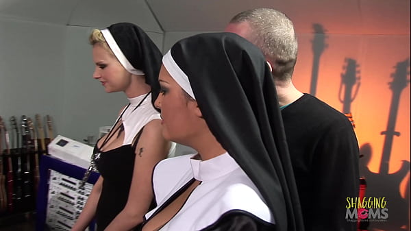 Two Mischievous Nuns Are Caught Off Guard By Large, Erect Penises