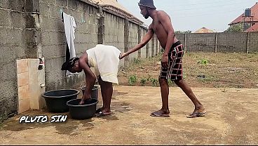 New Neighbor Having Sex In The Backyard While Standing.