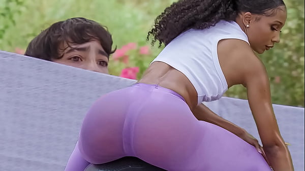 Young Guy Spies On His Attractive Older Neighbor During Her Workout