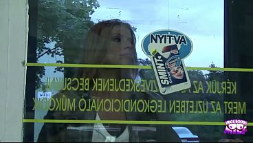 A Blonde In Jeans Pays For Her Groceries With A Blowjob At The Supermarket.