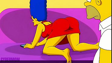 Simpsons Hentai Parody: Housewife Cheats On Couch