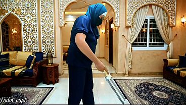 Indonesian Housemaid In Hijab Told To Service Her Boss, Takes His Load Down Her Throat.