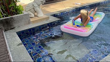 Outdoor Pool Fuck With A Hot Blonde Slut