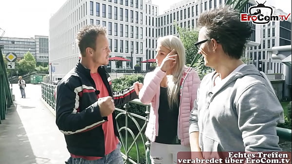 German Blonde Teen Gets Picked Up For A Rough Anal Threesome On The Street