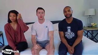 Bisexual Ebony Couple Fucks A Horny Ripped White Dude Raw
