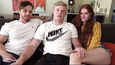Redhead Slut Takes Two Bi Cocks At Once. Fuck Yeah!